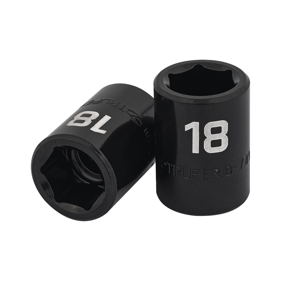 Dado cuadro 1/2' de impacto 6 puntas de 18 mm, Truper Caja con 6, 12418