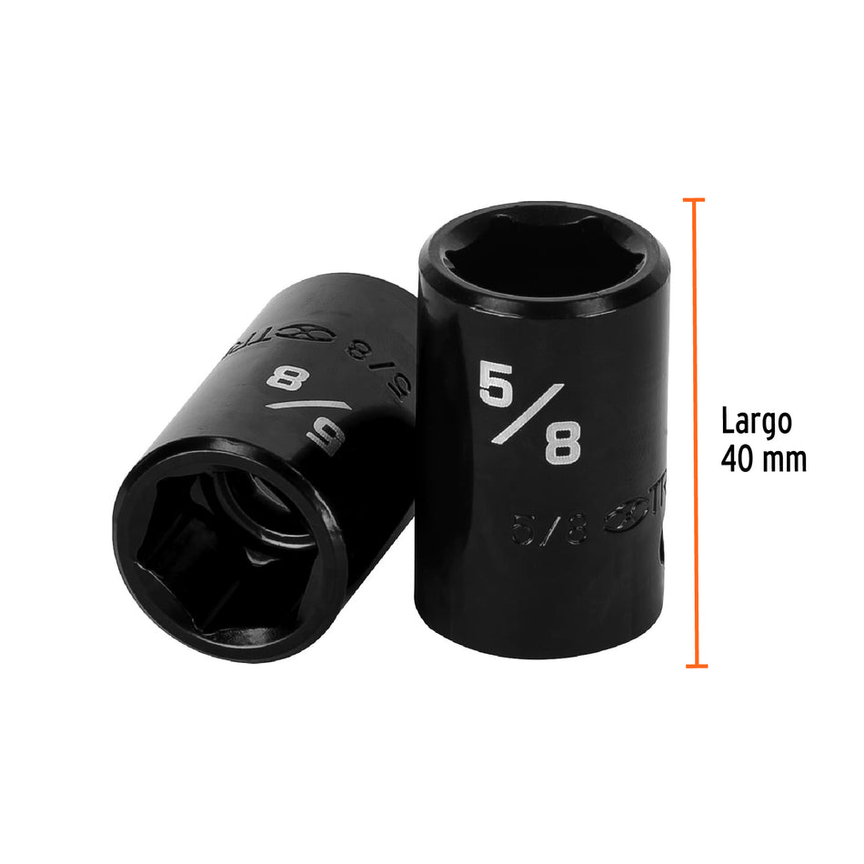 Dado de impacto de 5/8', 6 puntas cuadro 1/2', Truper Caja con 6, 13379