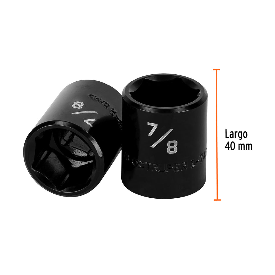 Dado de impacto de 7/8', 6 puntas, cuadro 1/2', Truper Caja con 6, 13383