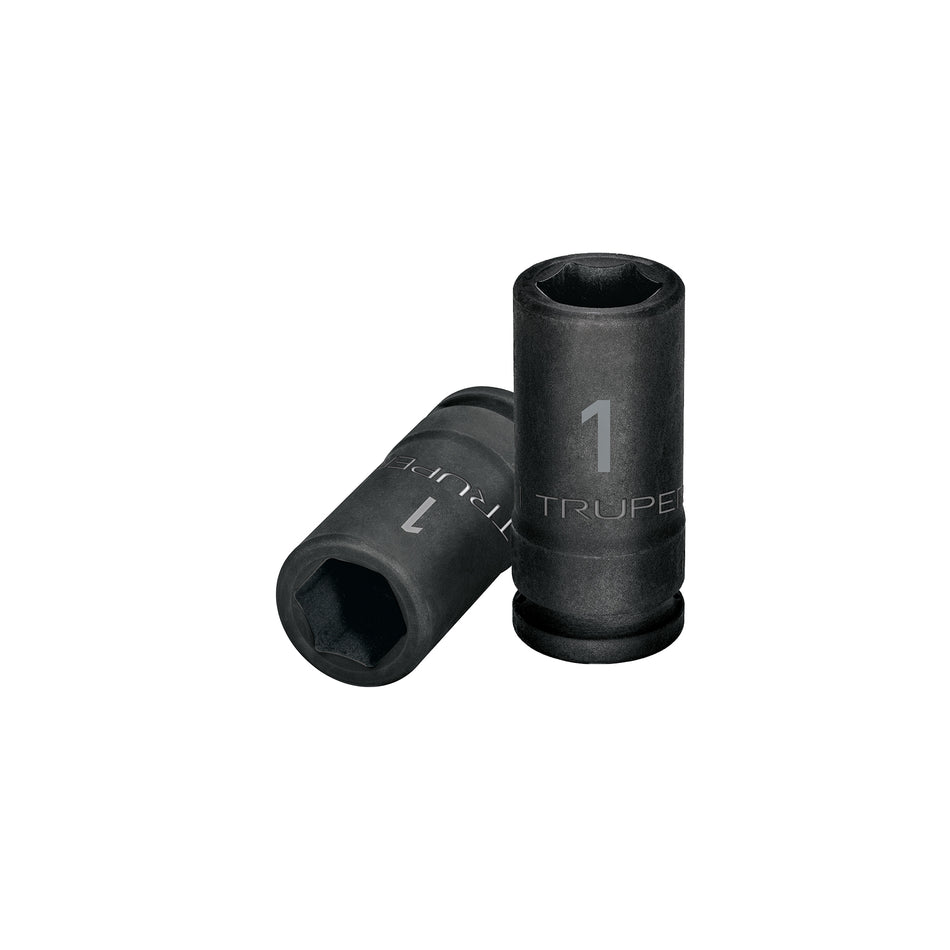 Dado largo de impacto de 1', 6 puntas, cuadro 3/4', Truper Caja con 3, 12434
