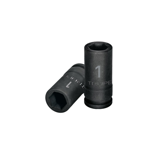 Dado largo de impacto de 1', 6 puntas, cuadro 3/4', Truper Caja con 3, 12434