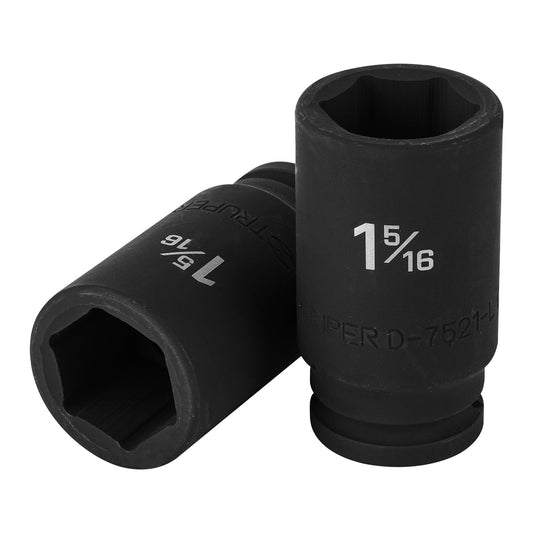 Dado largo de impacto de 1-5/16', 6 puntas, cuadro 3/4' Caja con 3, 12439