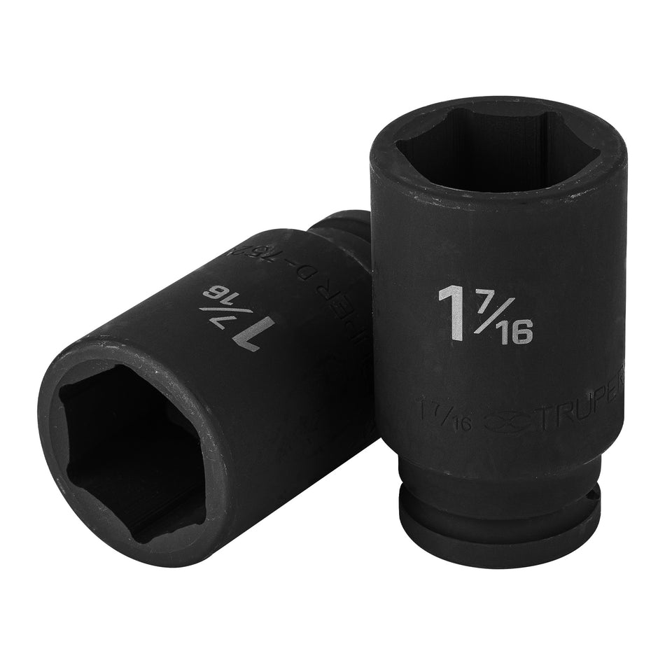 Dado largo de impacto de 1-7/16', 6 puntas, cuadro 3/4' Caja con 3, 12441