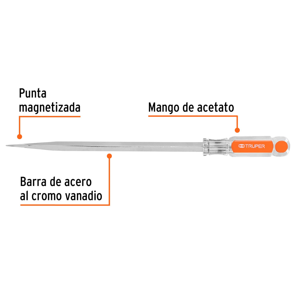 Desarmador plano 3/8 x 10' barra cuadrada mango acetato Caja con 6, 14113