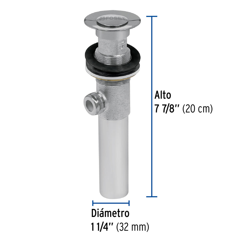 Contra p/lavabo c/rebosadero y sist automático, cromo, 1-1/4 Caja con 2, 49441