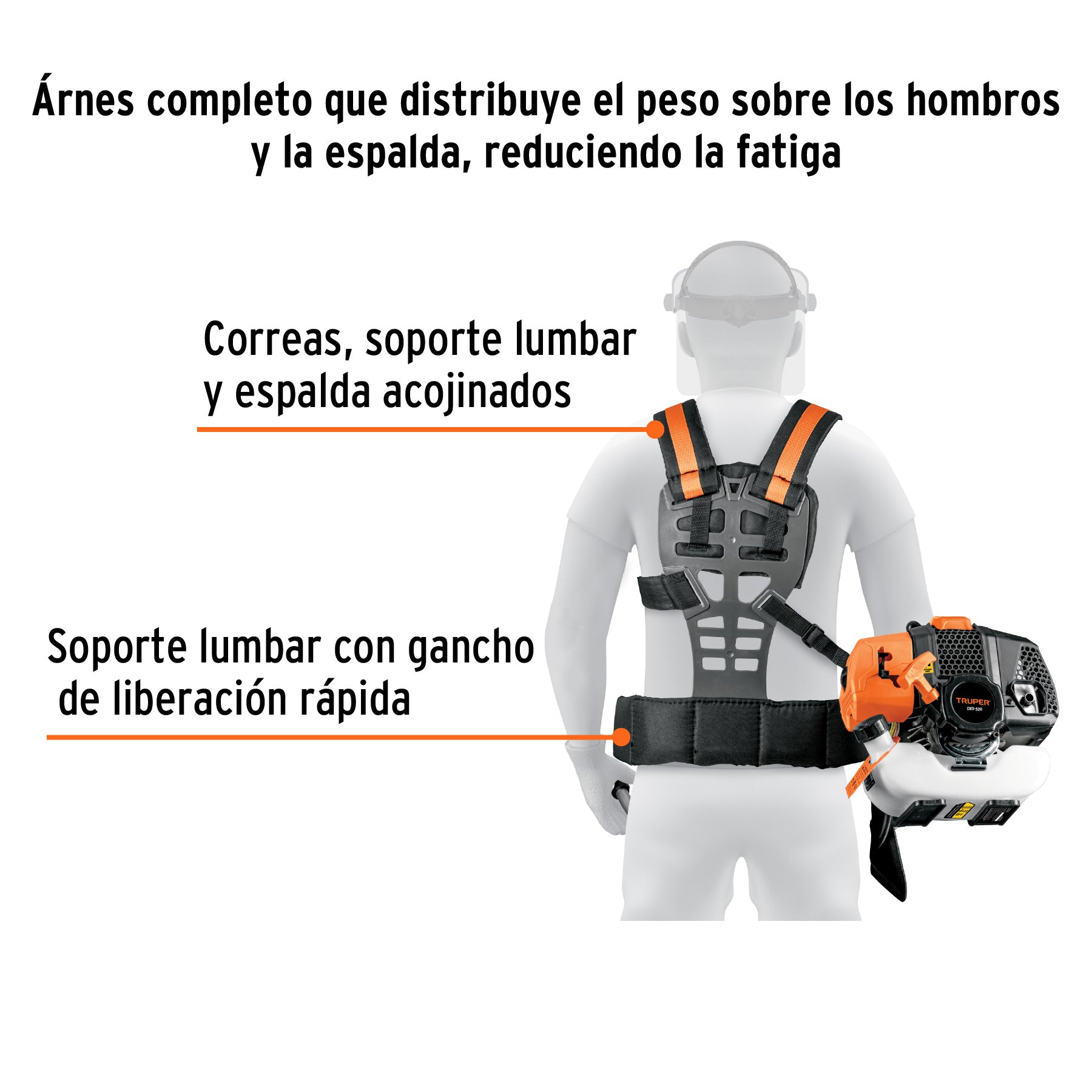 Desmalezadora a gasolina 52 cc mango tipo 'bici', 18' corte, 11032