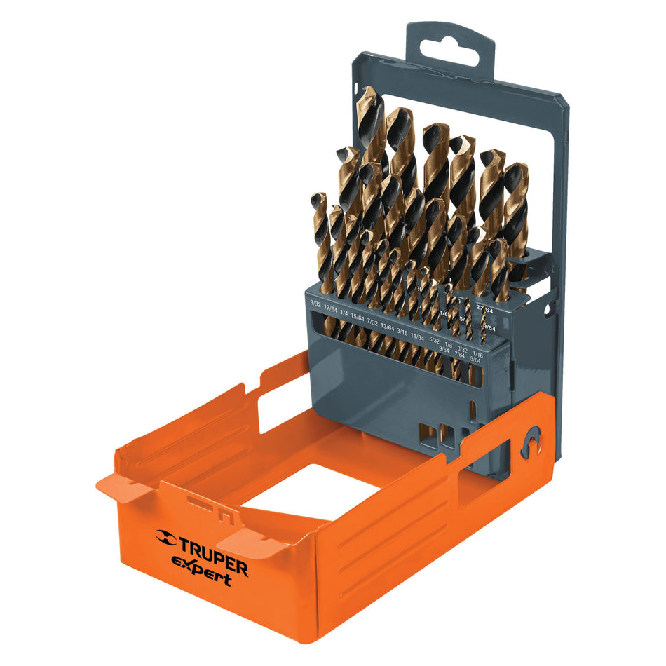 Juego de 29 brocas HSS para metal en estuche, Truper Expert, 50004