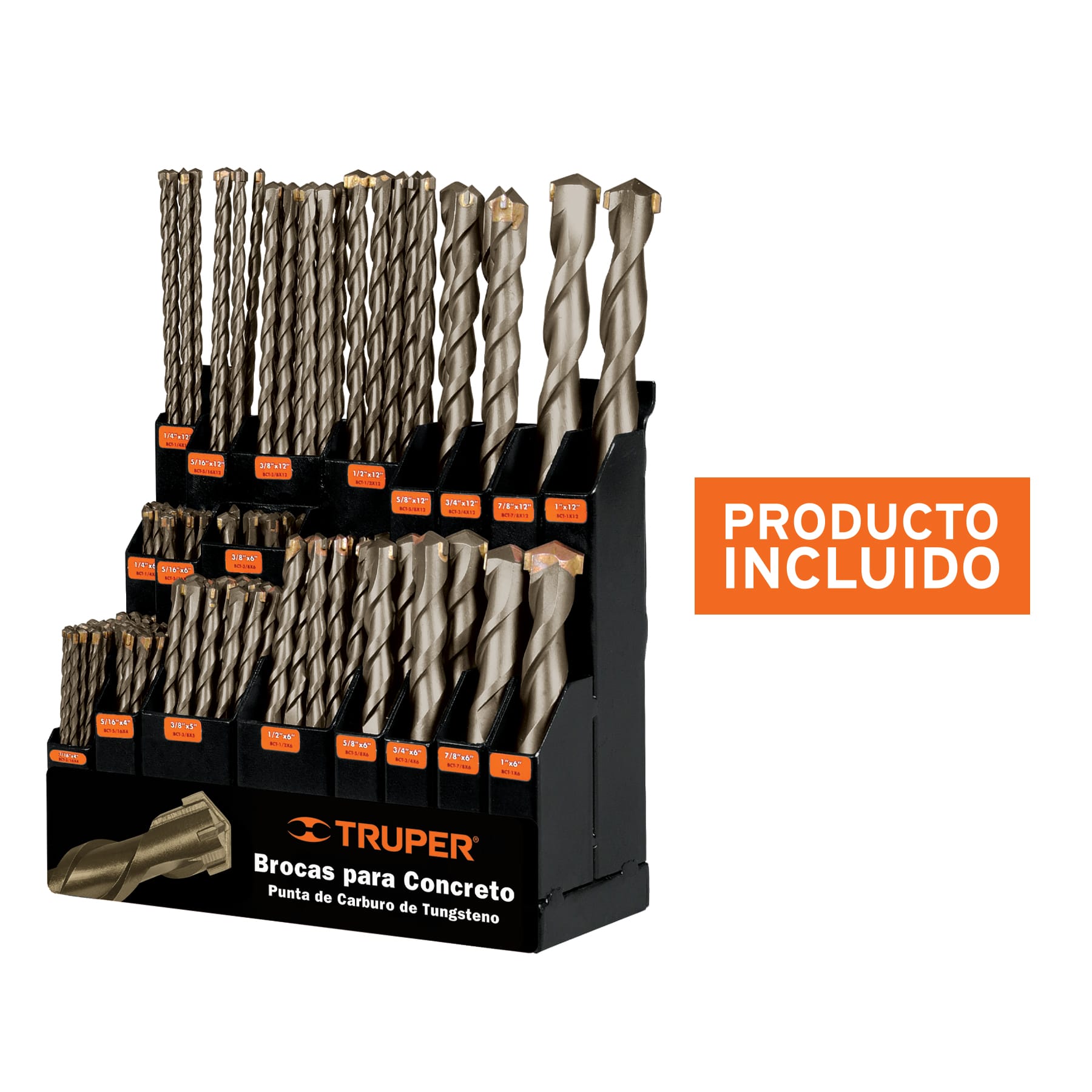 Exhibidor despachador con brocas para concreto, Truper, 50352