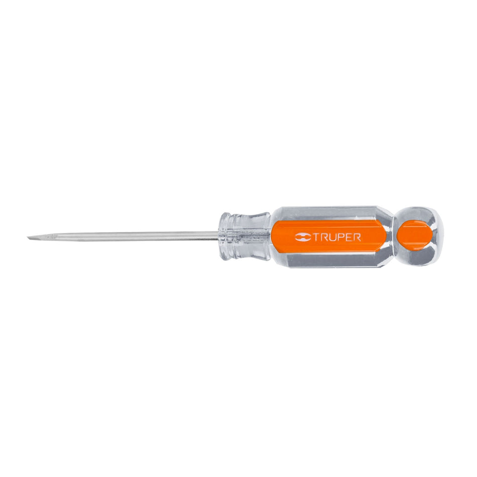 Desarmador cabinet 1/8' x 2-1/2' mango de acetato, Truper Caja con 6, 14011