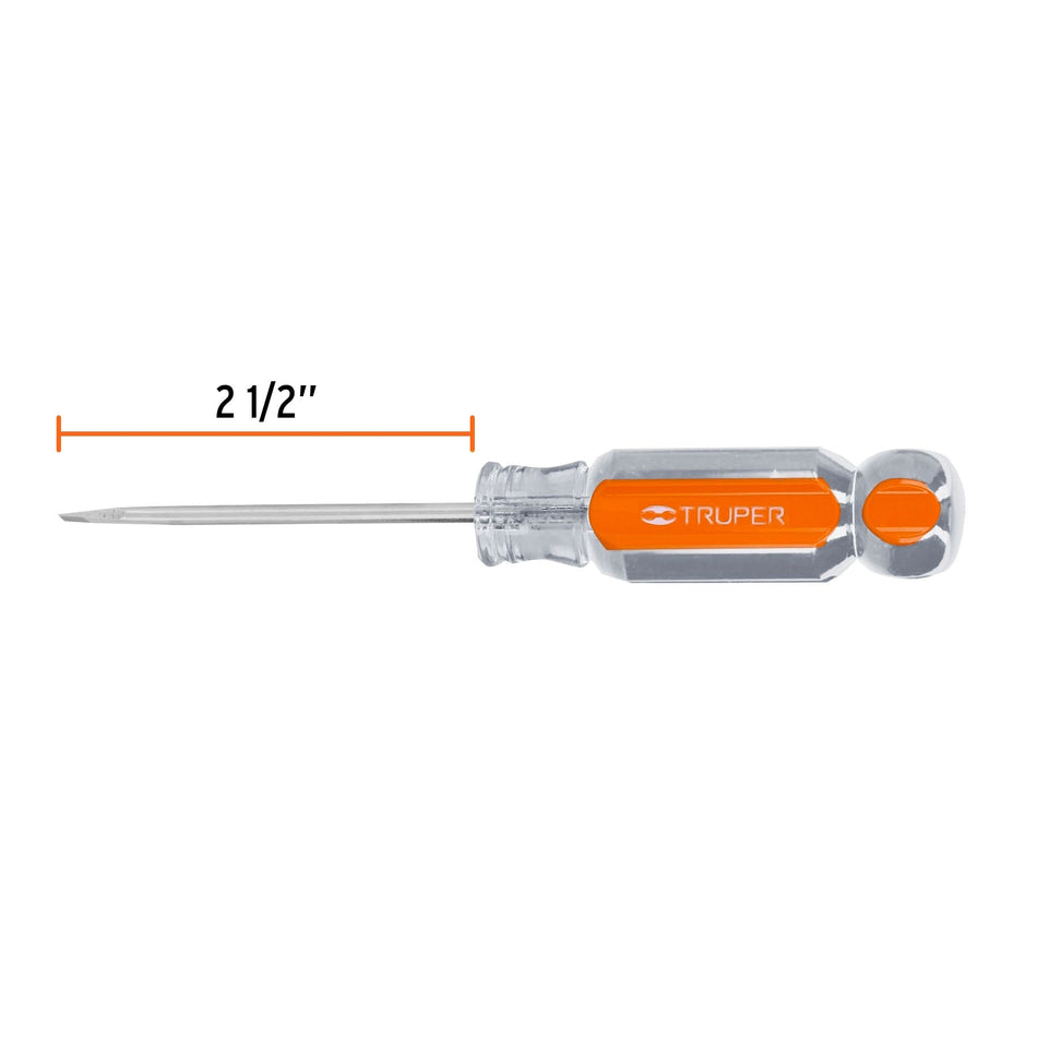 Desarmador cabinet 1/8' x 2-1/2' mango de acetato, Truper Caja con 6, 14011