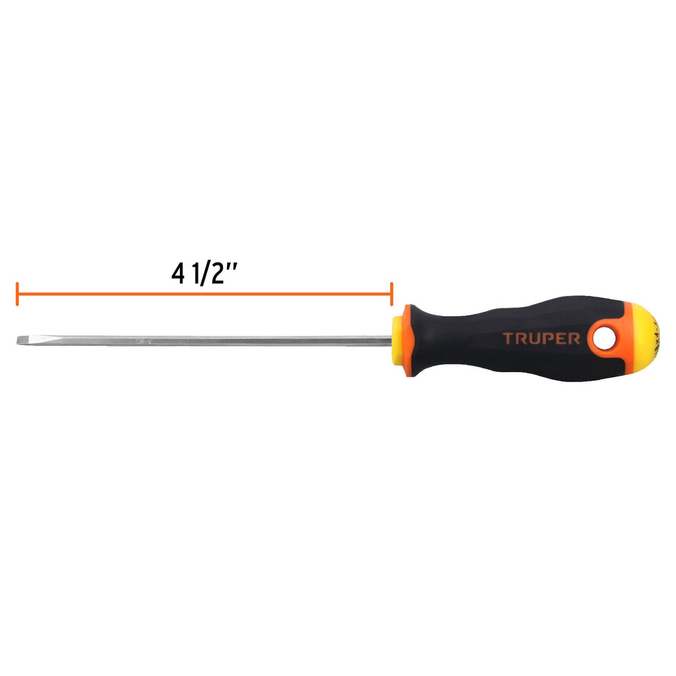 Desarmador cabinet 1/8' x 4-1/2' mango Comfort Grip, Truper Caja con 6, 18549