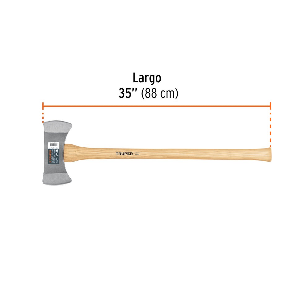 Hacha doble Michigan 3-1/2 lbs, mango de hickory 35', Truper Caja con 2, 14964