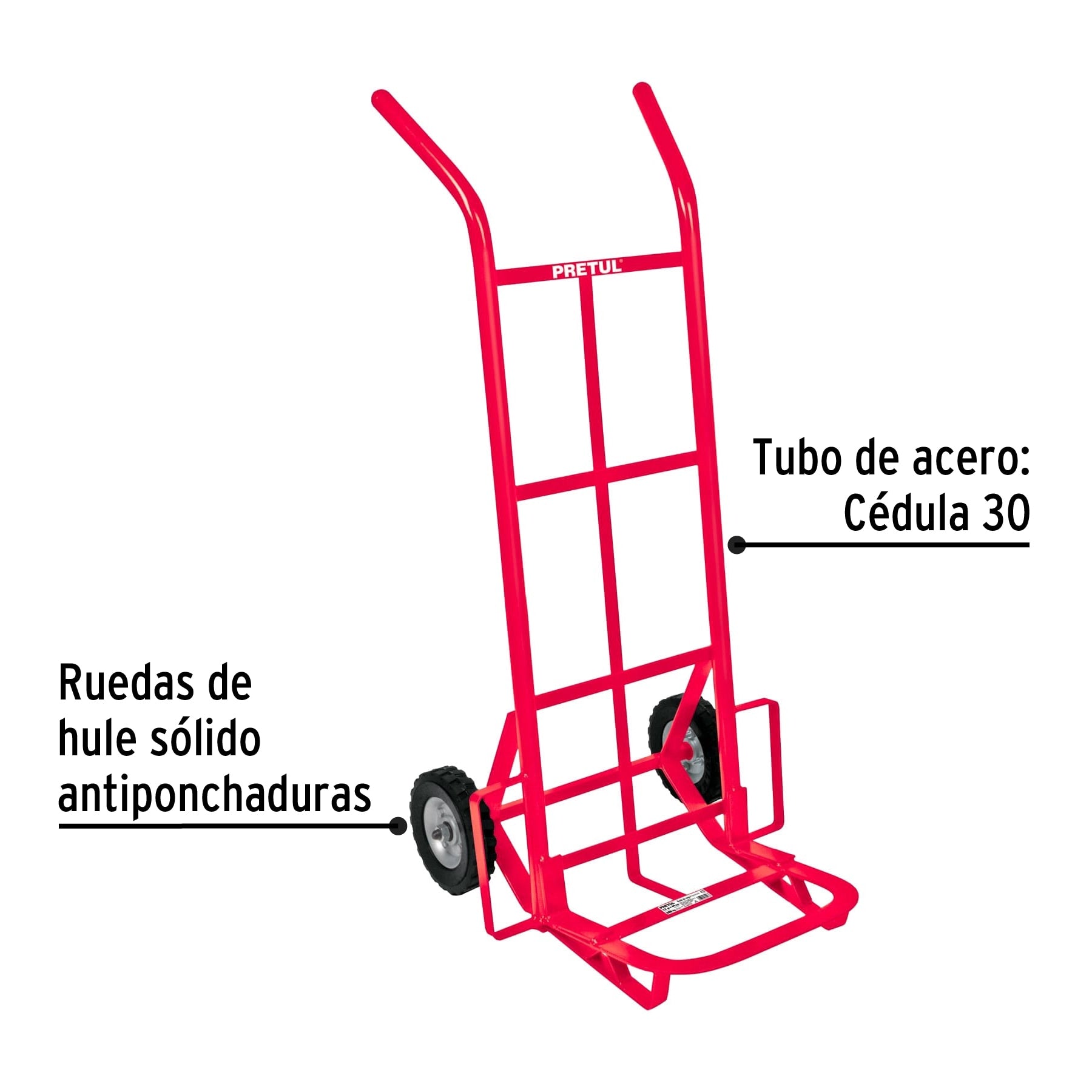 Diablo de carga de 200 kg, ruedas sólidas, balero sencillo, 44476