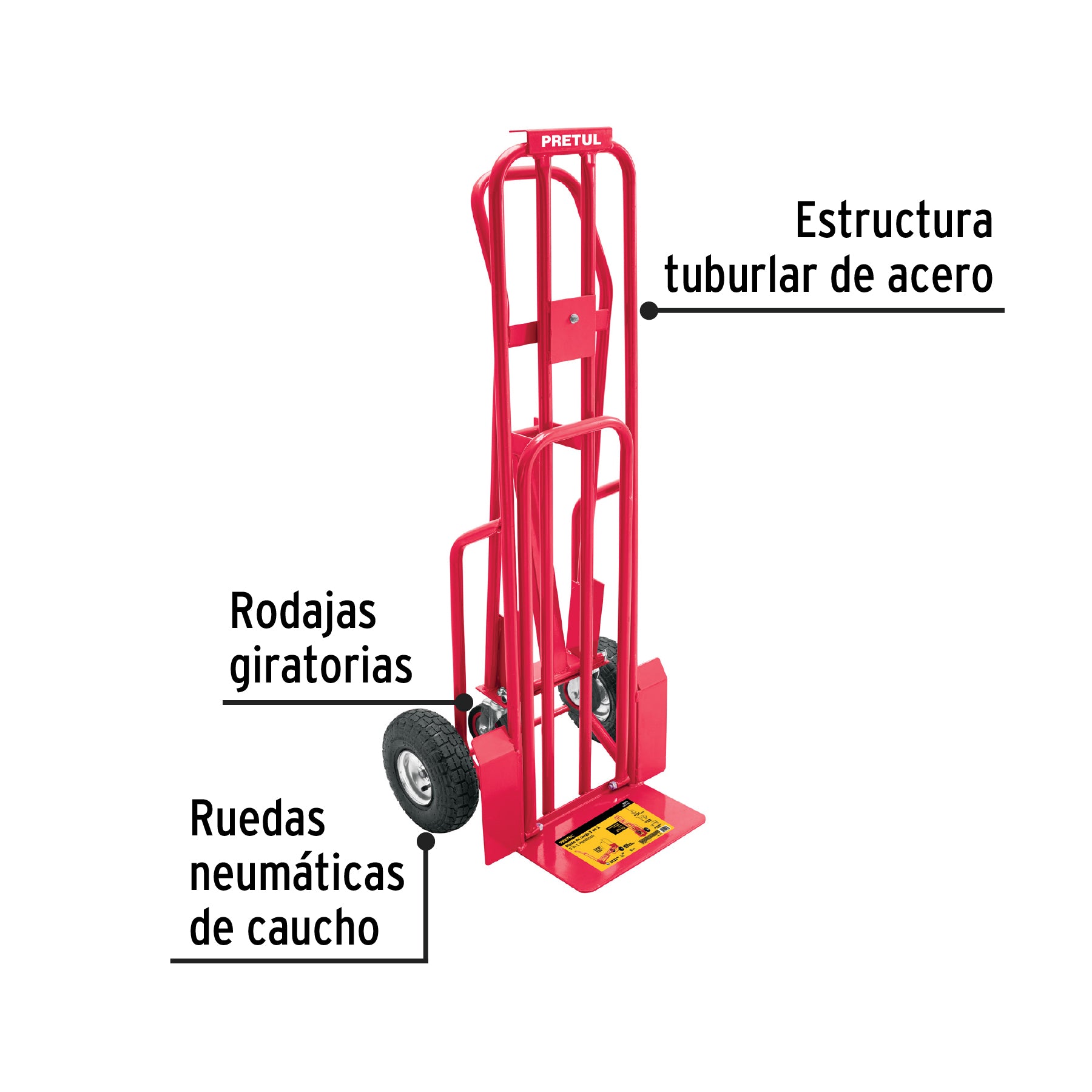 Diablo de carga convertible 3 en 1, 270Kg, Pretul, 26079