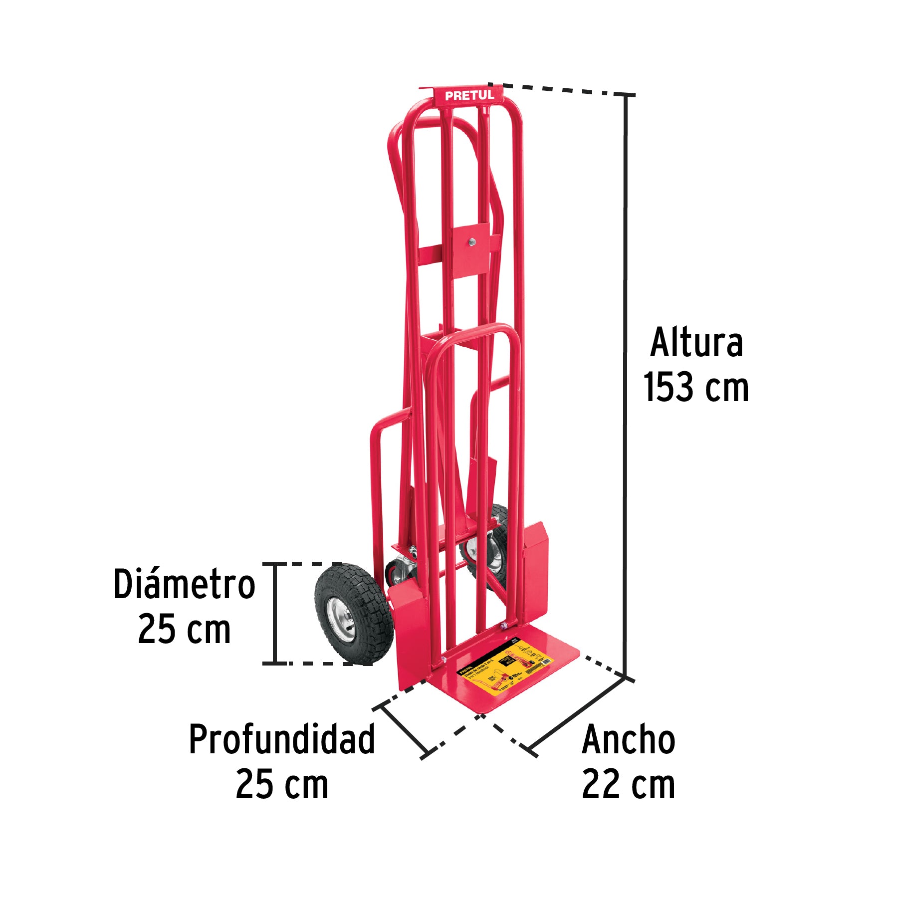 Diablo de carga convertible 3 en 1, 270Kg, Pretul, 26079