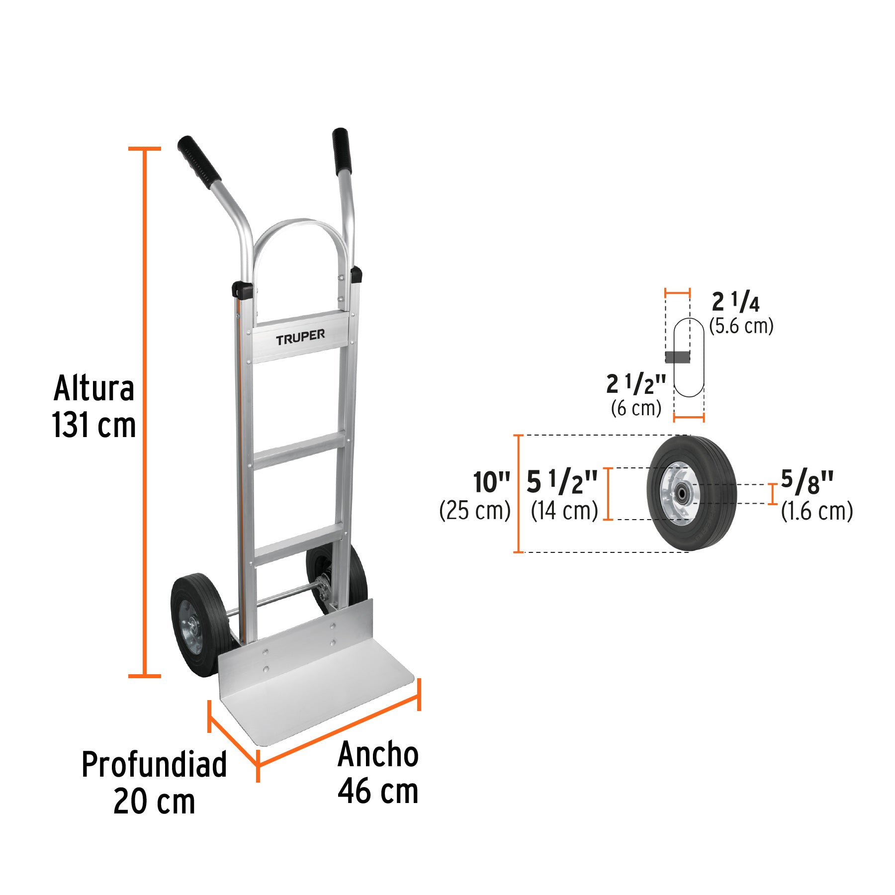 Diablo de carga de aluminio 300 kg ruedas imponchables, 17245