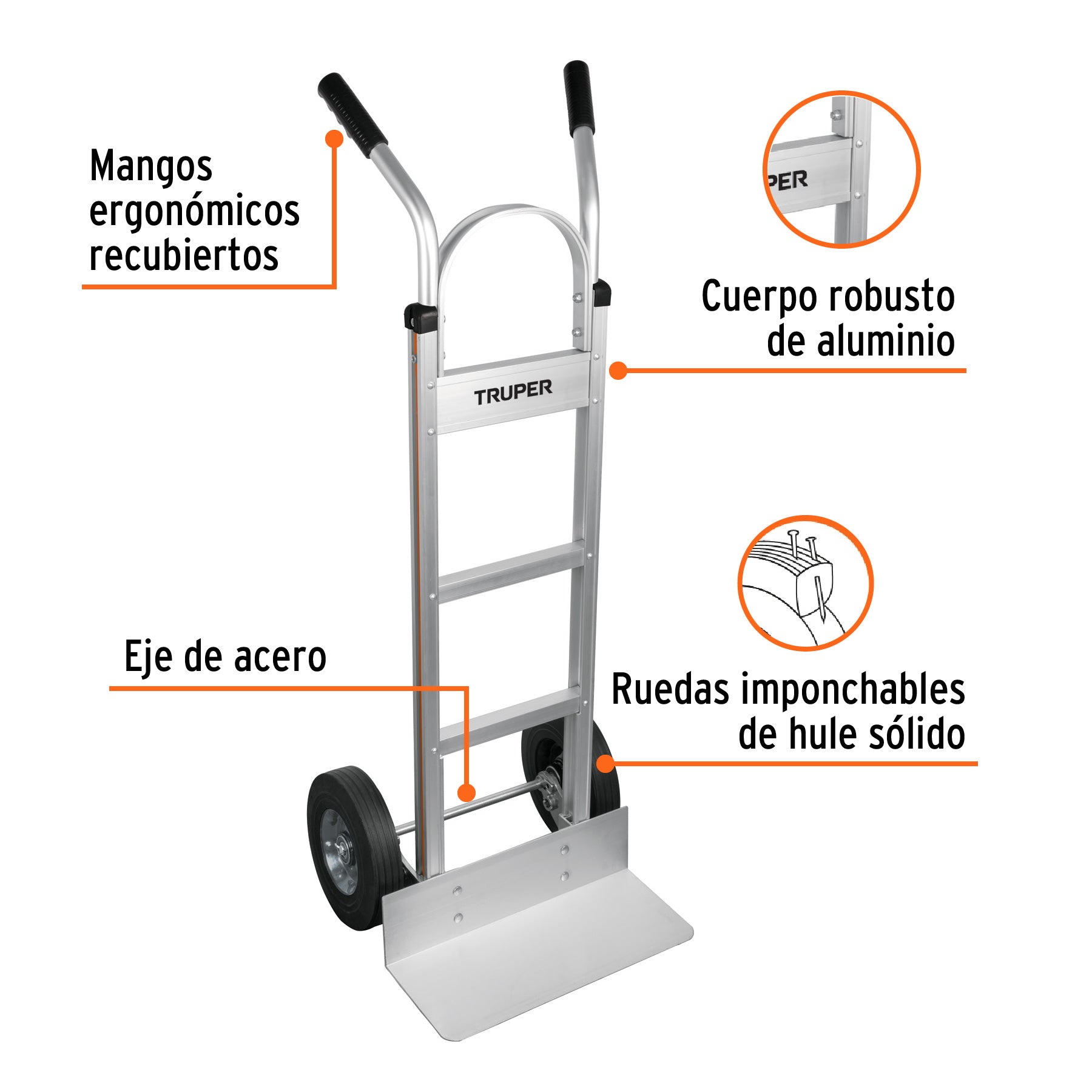 Diablo de carga de aluminio 300 kg ruedas imponchables, 17245