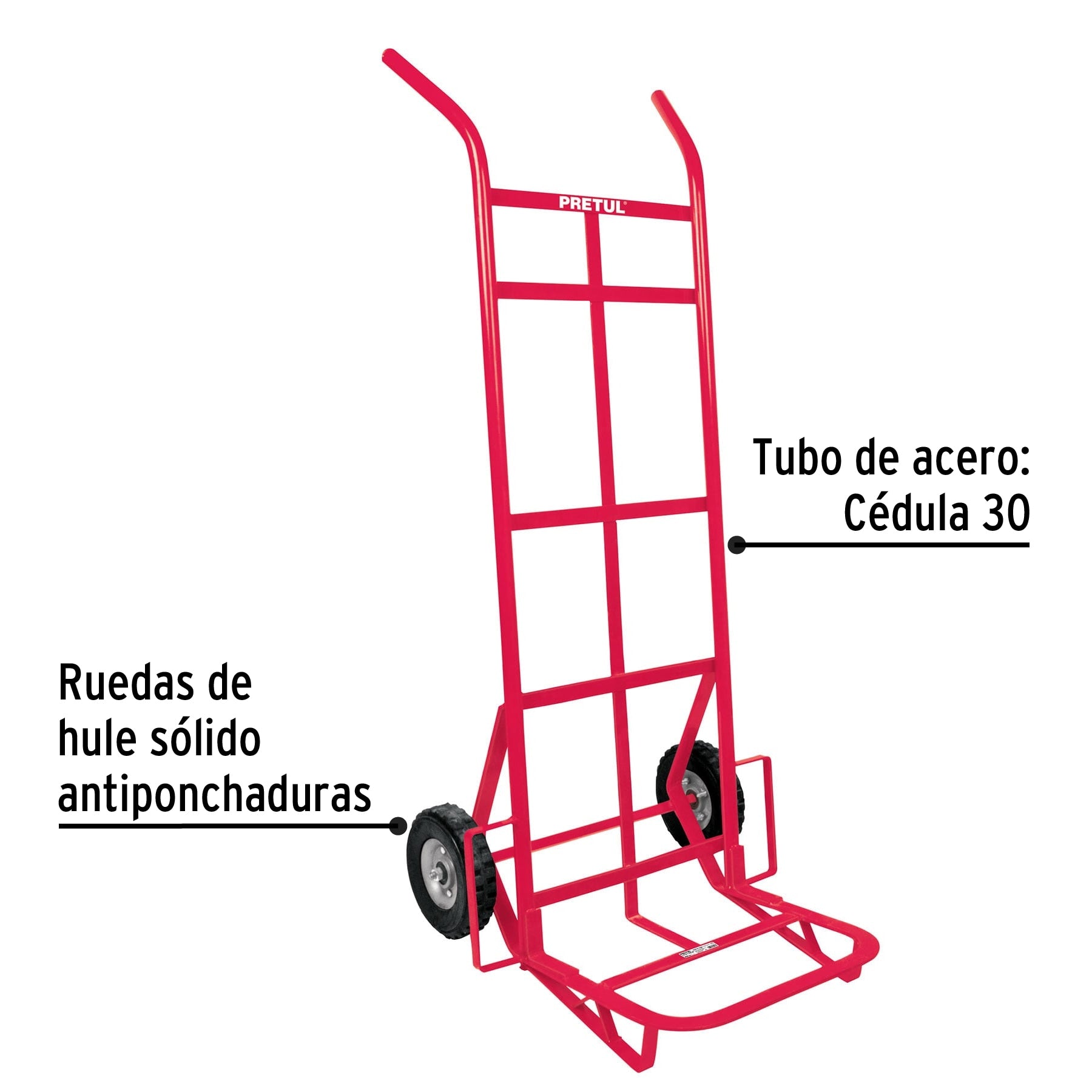 Diablo de carga de 300 kg, ruedas sólidas, doble balero, 44477