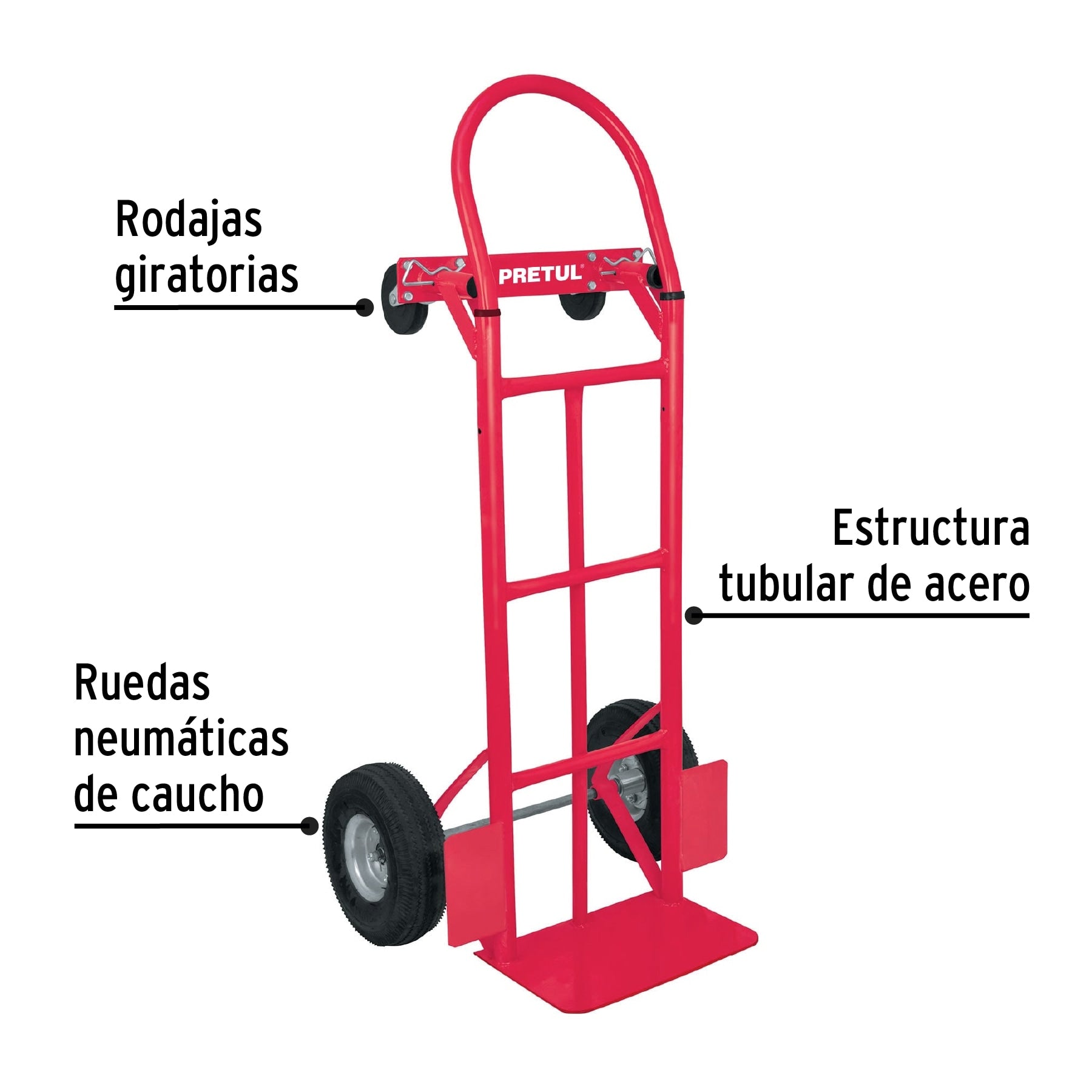 Diablo de carga de 385 kg, de plataforma, ruedas neumáticas, 42710