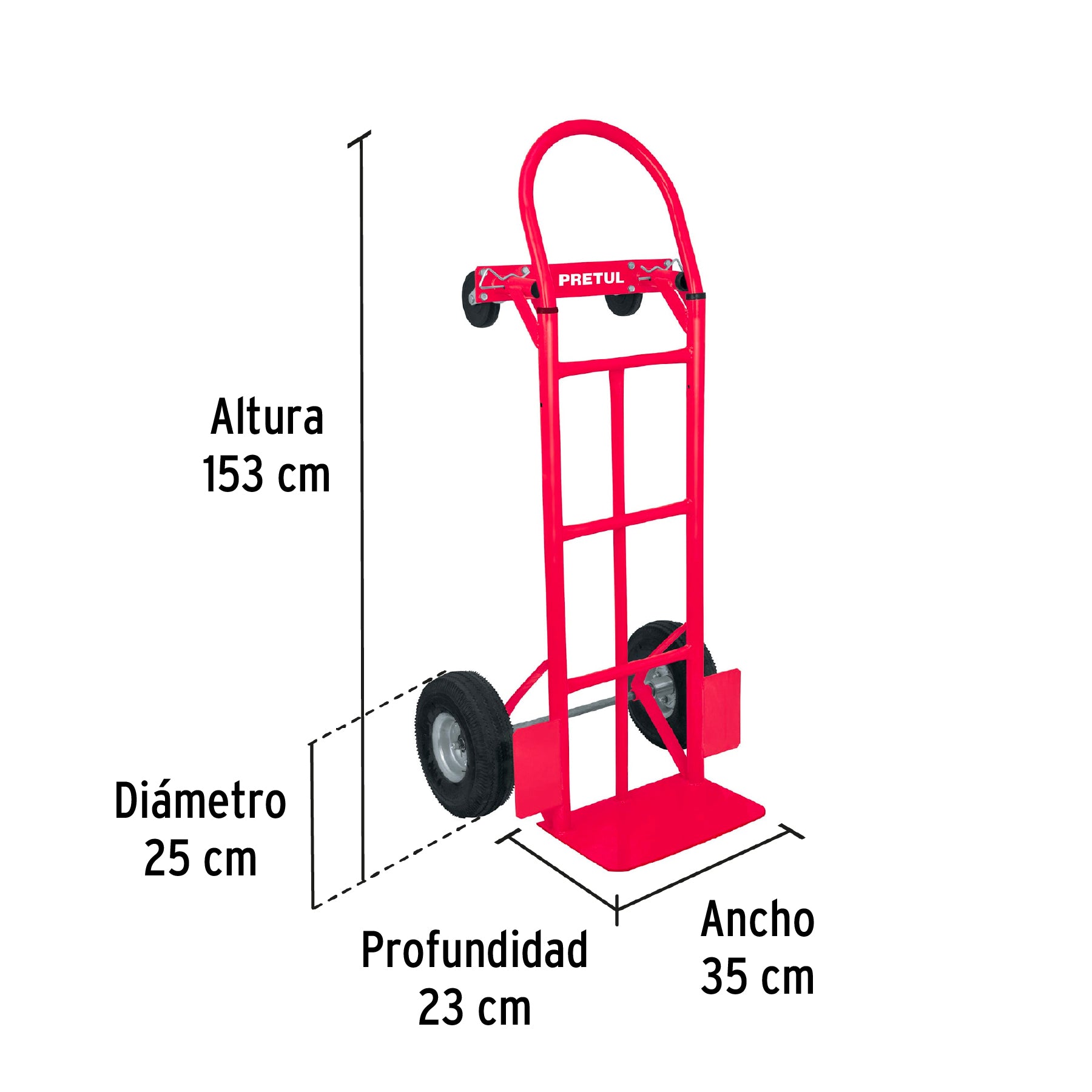 Diablo de carga de 385 kg, de plataforma, ruedas neumáticas, 42710