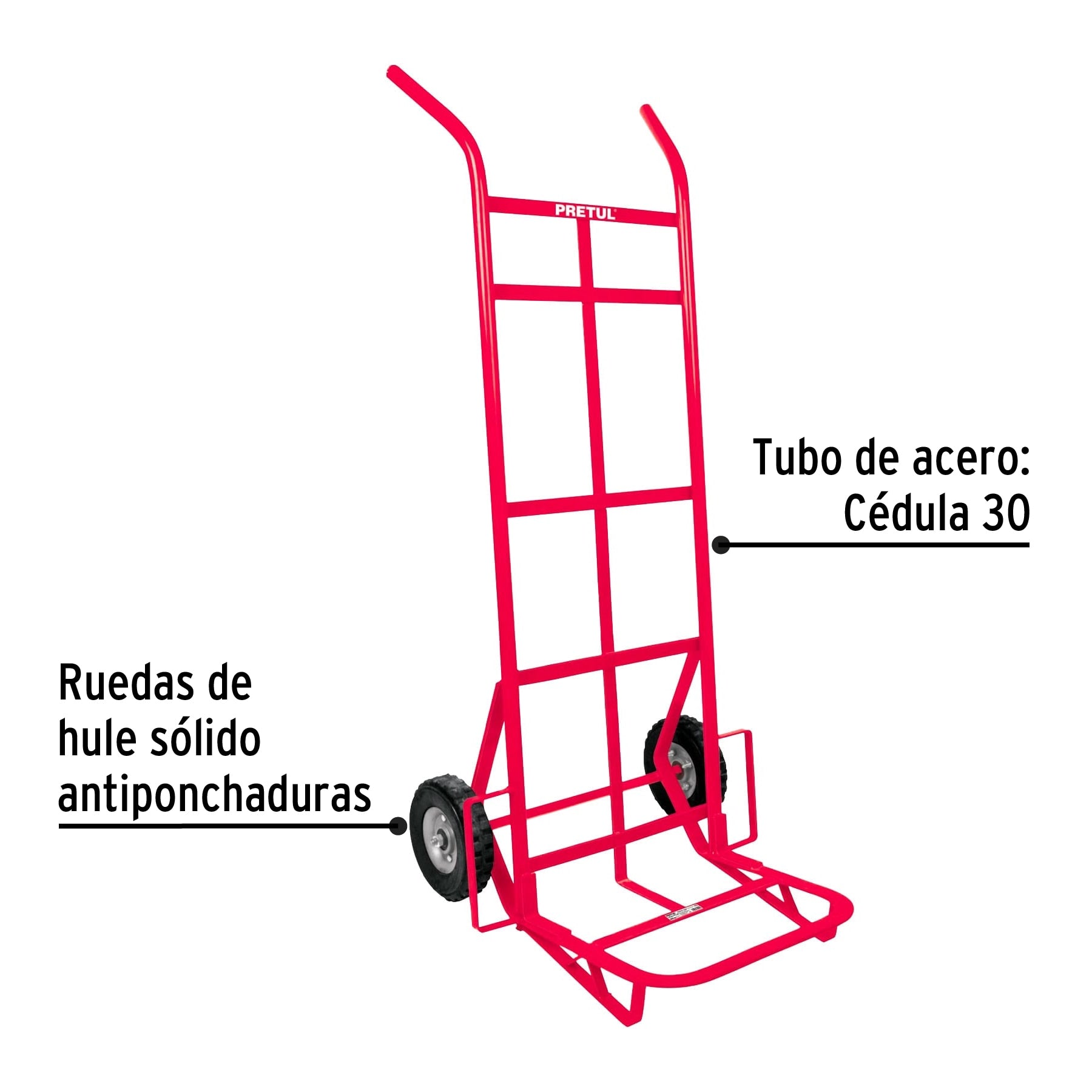 Diablo de carga de 400 kg, ruedas sólidas, doble balero, 44478