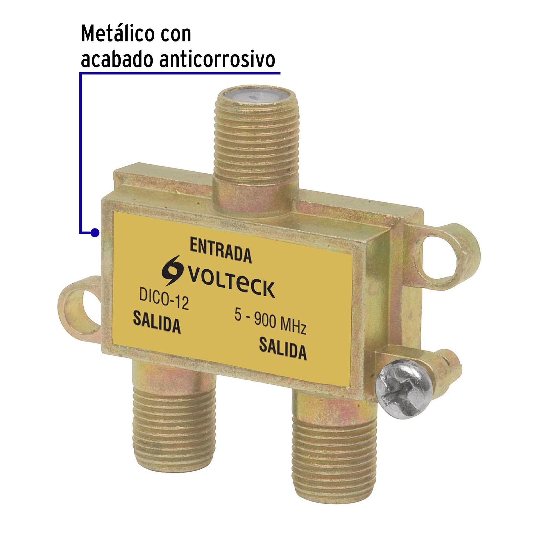 Divisor coaxial de 1 entrada y 2 salidas, Volteck, 48475