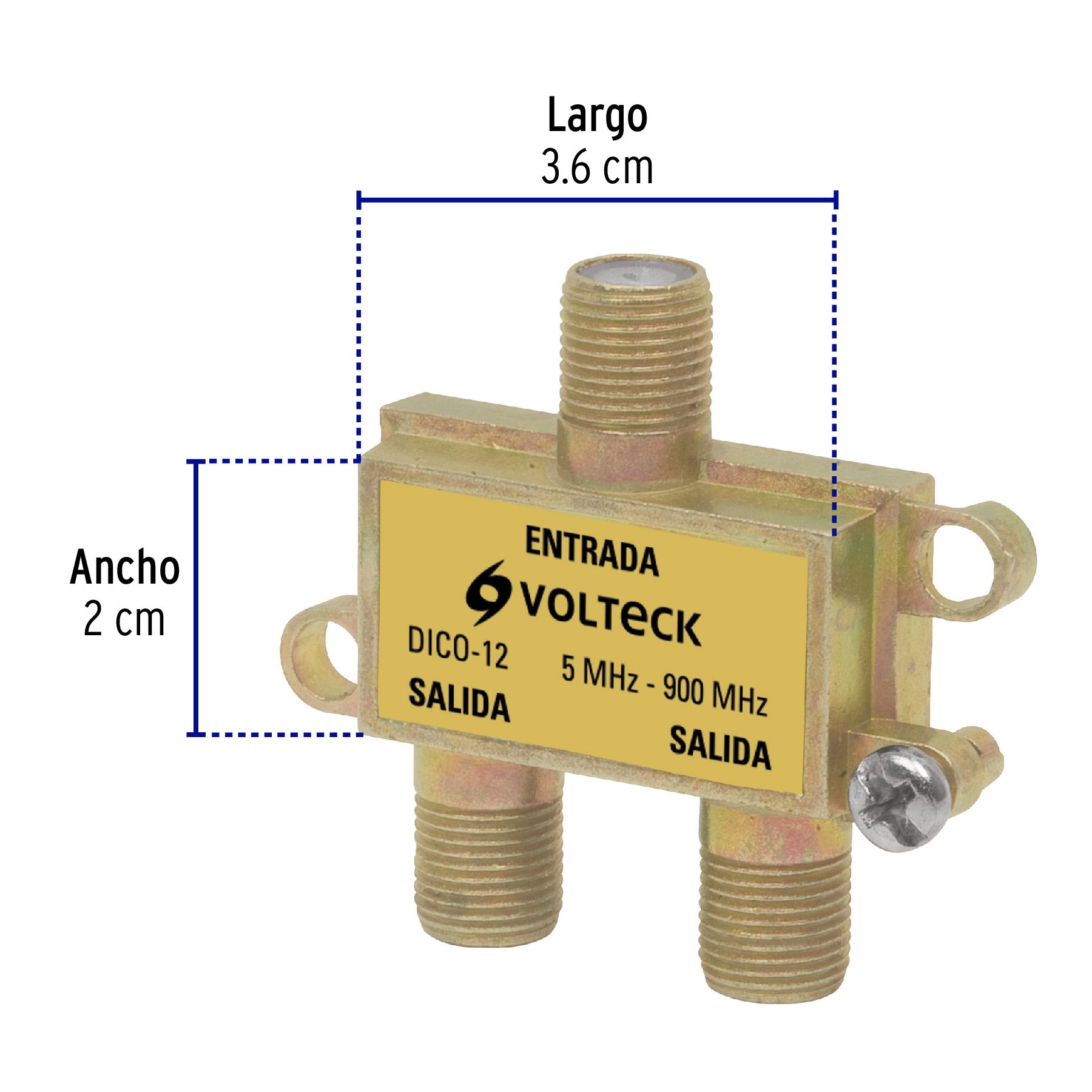 Divisor coaxial de 1 entrada y 2 salidas, Volteck, 48475