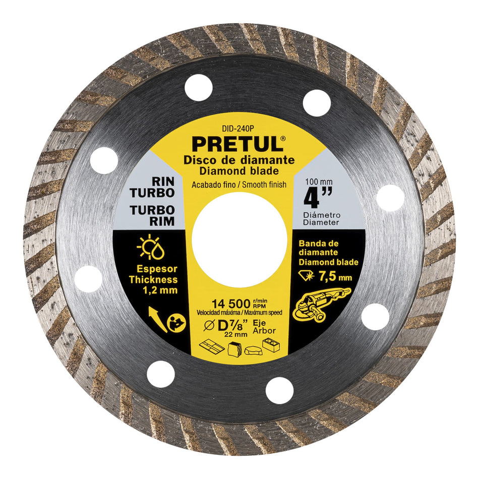 Disco de diamante de 4' x 1.2 mm rin turbo, Pretul Caja con 2, 27016