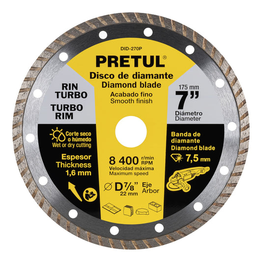 Disco de diamante de 7' x 1.6 mm rin turbo, Pretul Caja con 2, 27018