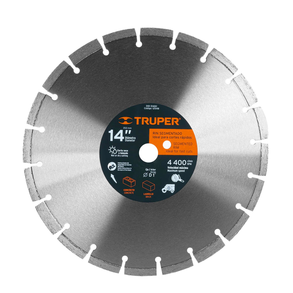 Disco de diamante de 14' x 2.8 mm corte ladrillo y concreto, 12548