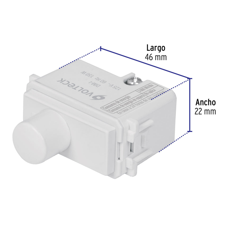 Dimmer giratorio, línea Italiana, color blanco, Volteck Caja con 12, 48138