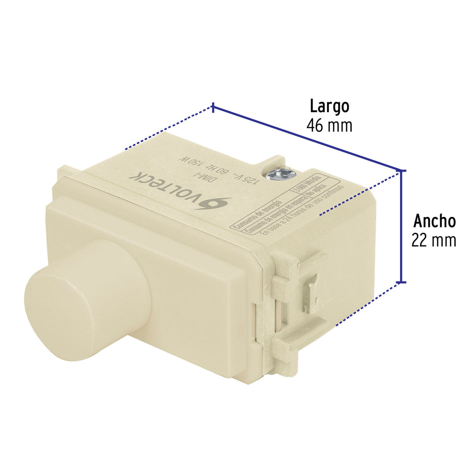Dimmer giratorio, línea Italiana, marfil, Volteck Caja con 12, 48080