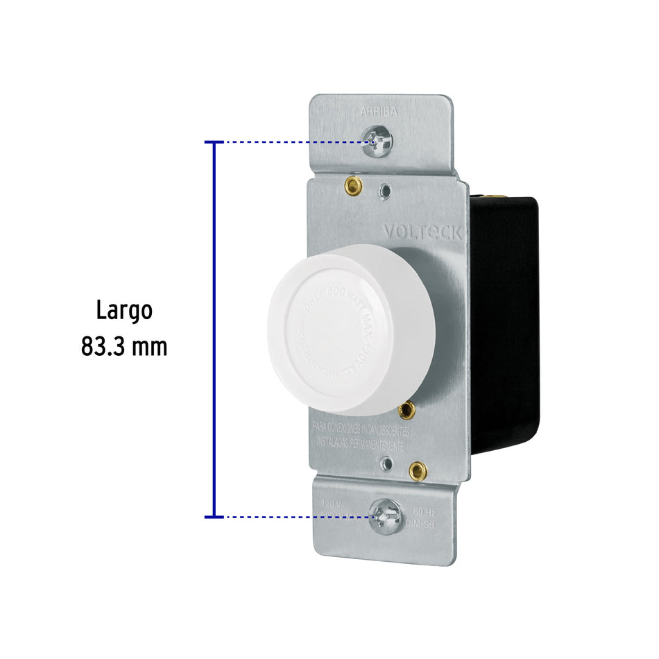 Atenuador de luz giratorio, Standard, blanco, Volteck Caja con 5, 47723