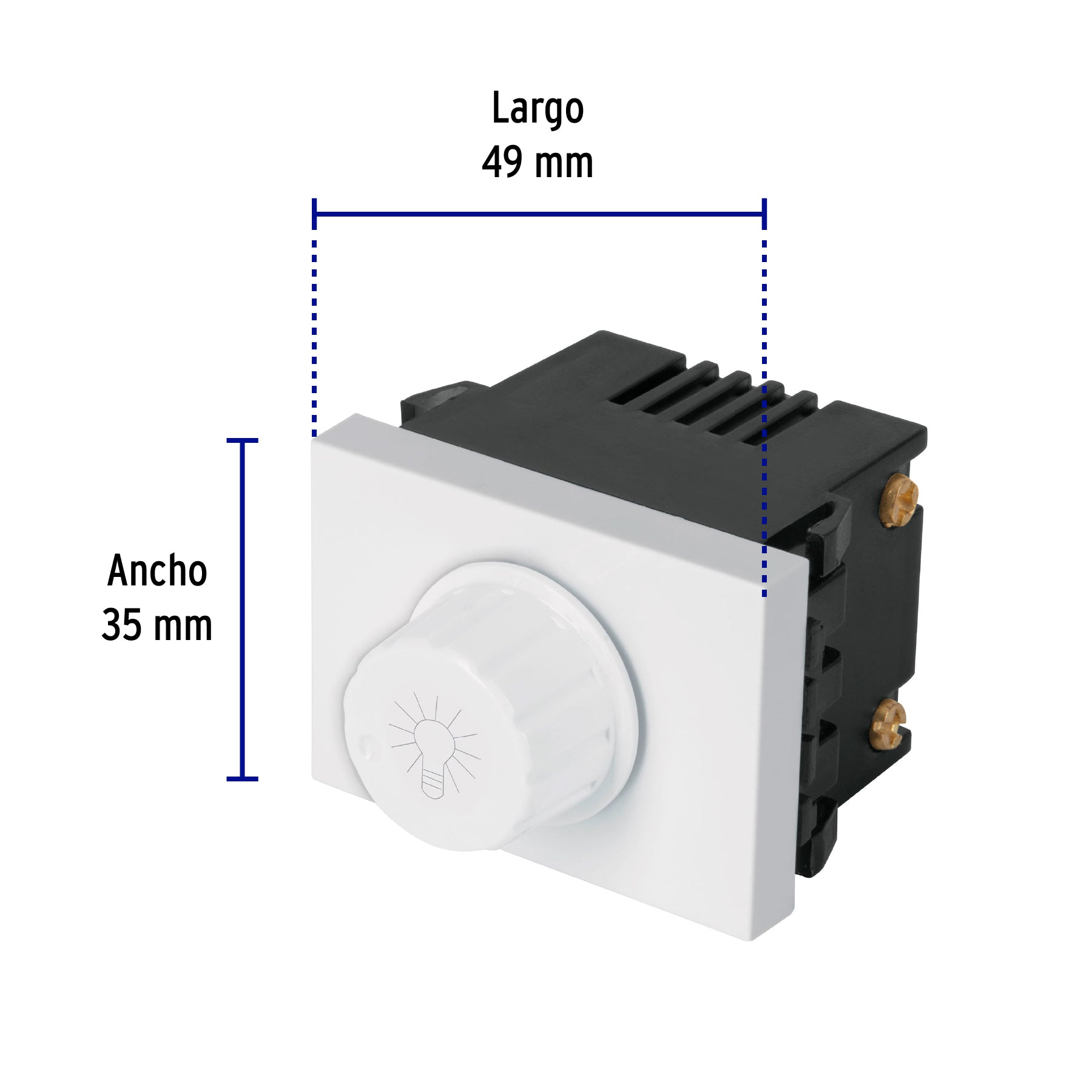 Dimmer giratorio, 1.5 módulos, línea Española, color blanco, 47054