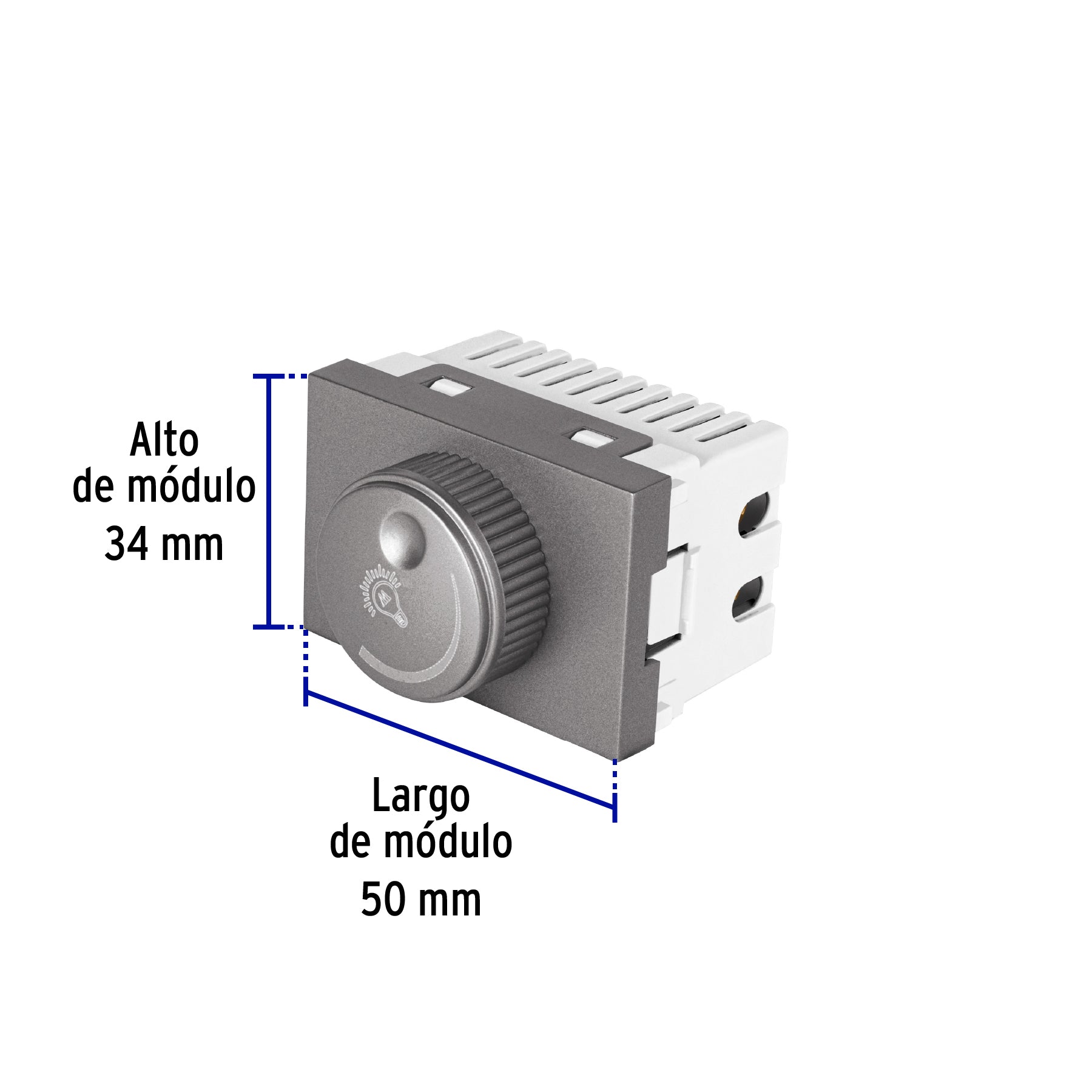 Dimmer giratorio acero inox de 1.5 módulos, línea Lisboa, 47833