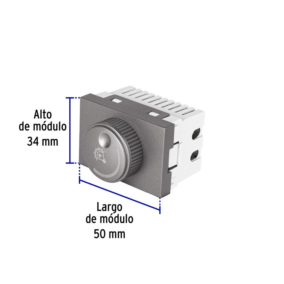 Dimmer giratorio acero inox de 1.5 módulos, línea Lisboa Caja con 12, 47833