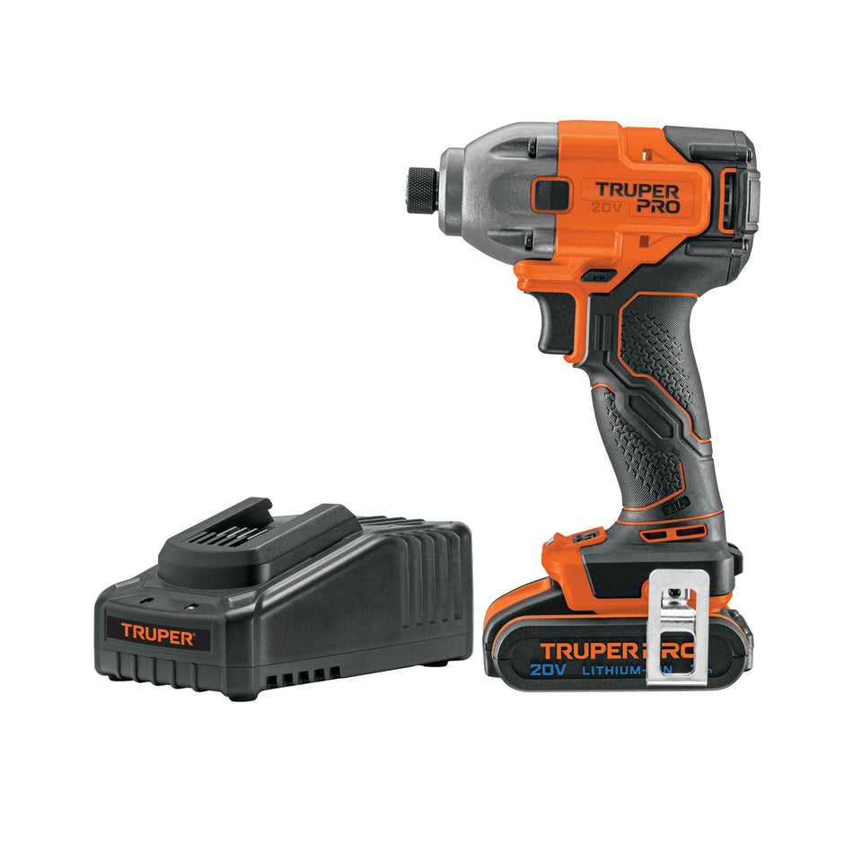 Destornillador de impacto 1/4', 20V, 1 batería 2Ah, PRO, 103253