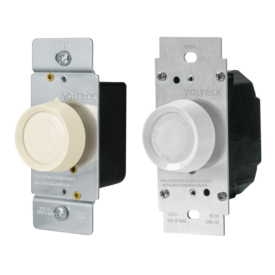 Atenuador de luz giratorio, Standard, marfil, Volteck Caja con 5, 46302