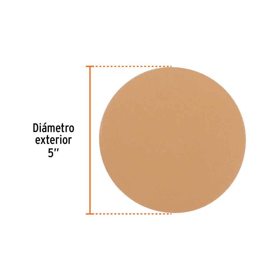 Caja 5 discos de lija p/madera 5' grano 180, velcro, s/perf. Caja con 5, 103426