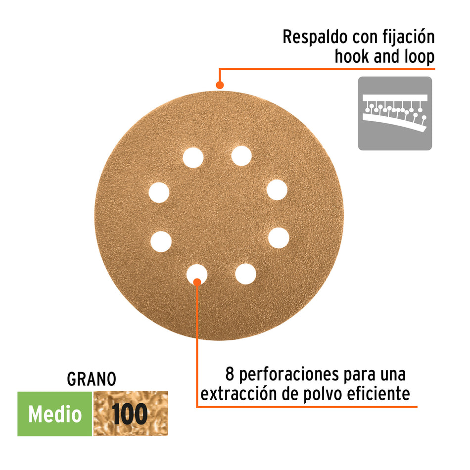discos de lija 5' grano 100 lijadora roto- orbita Caja con 5, 103312