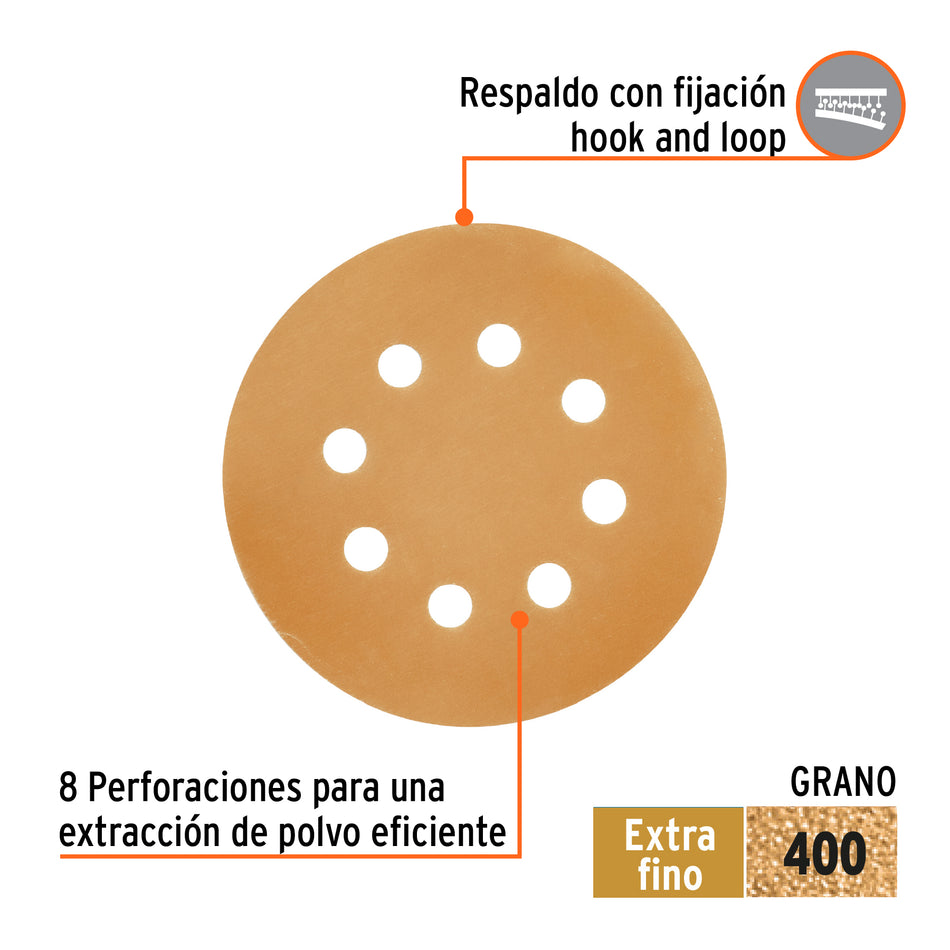 discos de lija 5' grano 400 lijadora roto- orbita Caja con 5, 103315