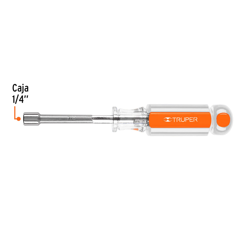 Desarmador de caja 1/4' mango de acetato, Truper Caja con 6, 14122