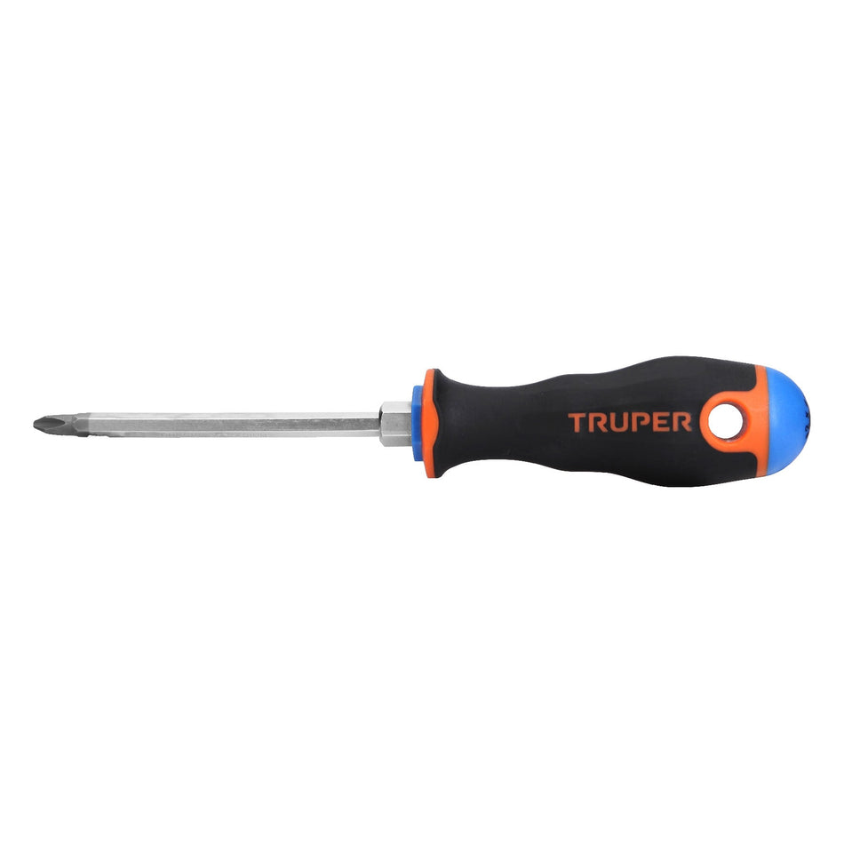 Desarmador de cruz 1/4' x 4' mango Comfort Grip, Truper Caja con 6, 14076