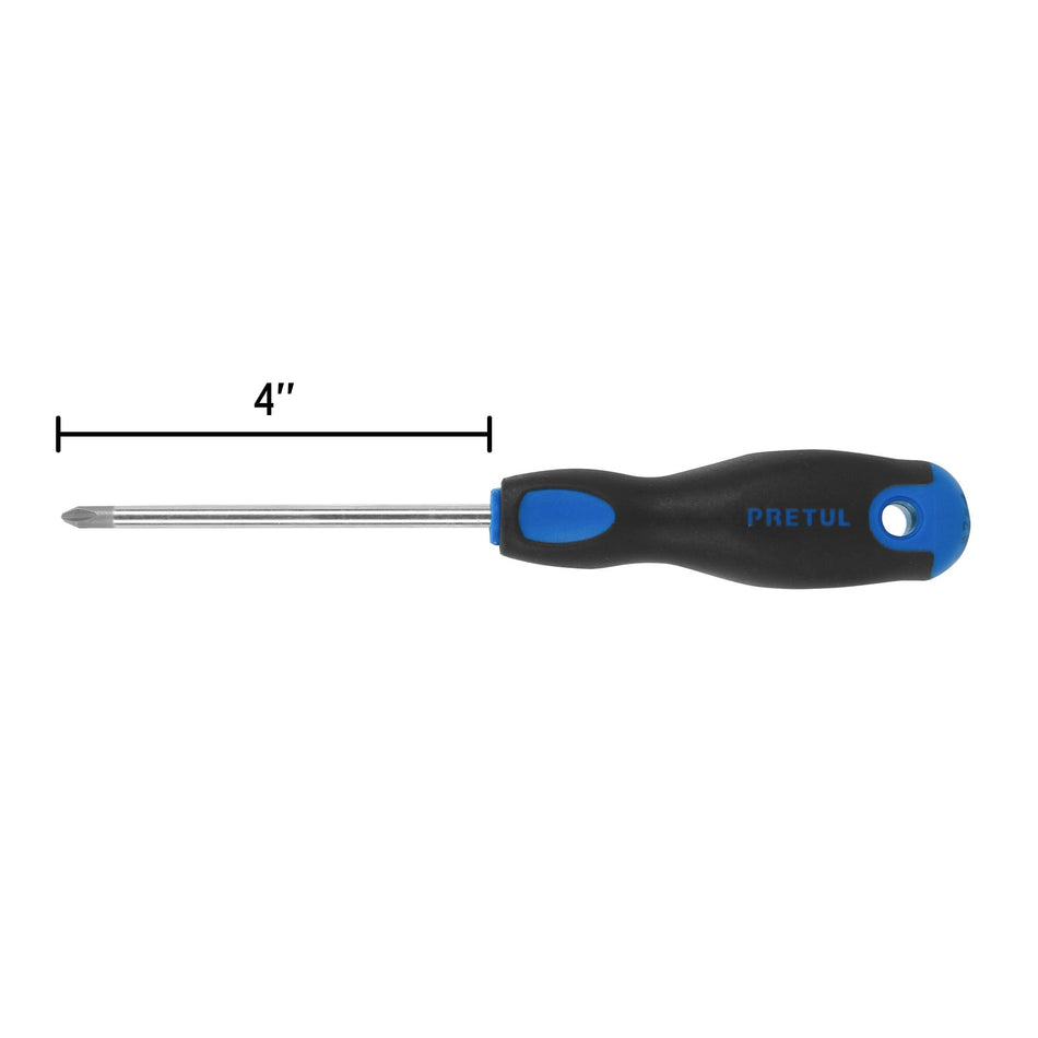 Desarmador de cruz 1/4' x 4' mango Comfort Grip, Pretul Caja con 6, 21496