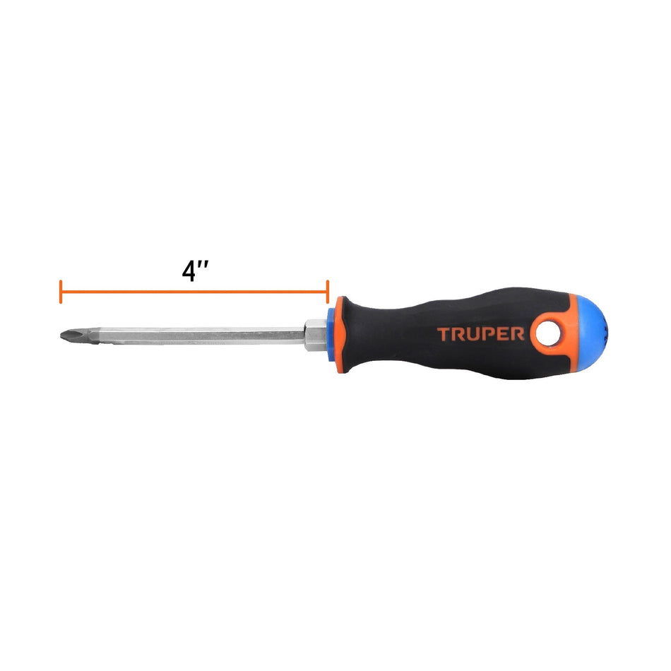 Desarmador de cruz 1/4' x 4' mango Comfort Grip, Truper Caja con 6, 14076
