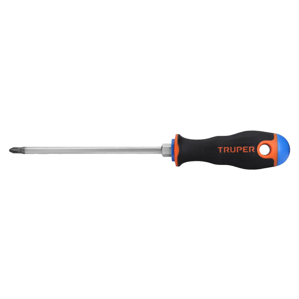 Desarmador de cruz 1/4' x 6' mango Comfort Grip, Truper Caja con 6, 14079
