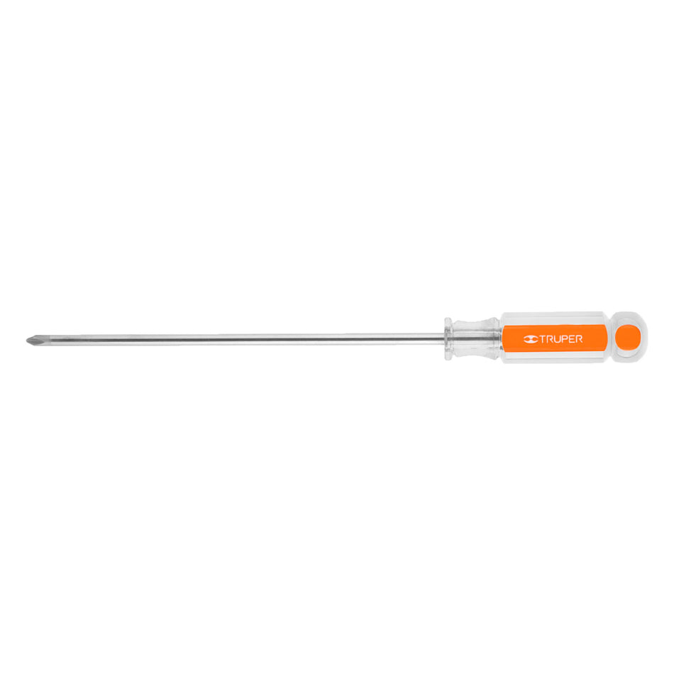 Desarmador de cruz 1/4' x 8' mango de acetato, Truper Caja con 6, 14080