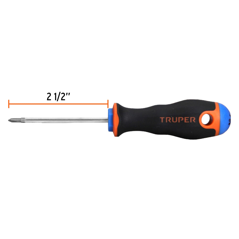 Desarmador de cruz 1/8' x 2-1/2' mango Comfort Grip, Truper Caja con 6, 18547