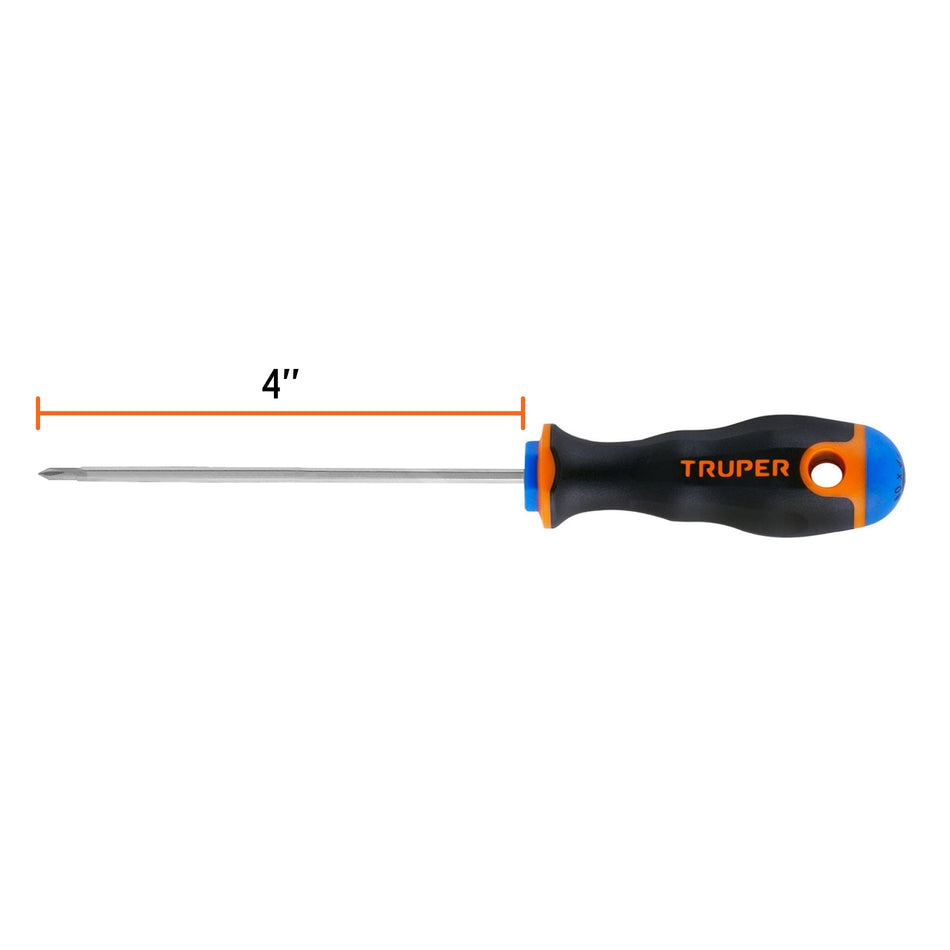 Desarmador de cruz 1/8' x 4' mango Comfort Grip, Truper Caja con 6, 14055