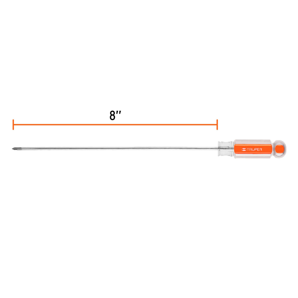 Desarmador de cruz 1/8' x 8' mango de acetato, Truper Caja con 6, 14059